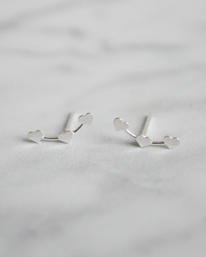 Aros de Plata 925 con Tres Corazones