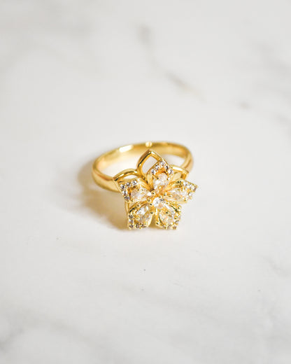 Anillo Antiestrés Flor Circones | Ajustable y Bañado en Oro