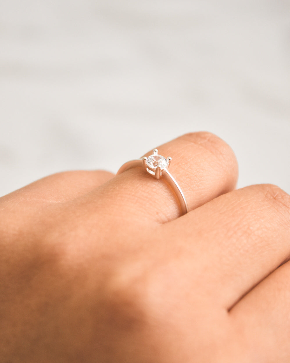 Anillo Solitario Brillante – Plata 925 tailandesa