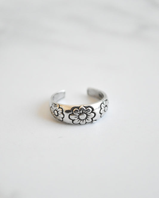 Midi Plata 925 con Diseño de Margaritas Grabadas