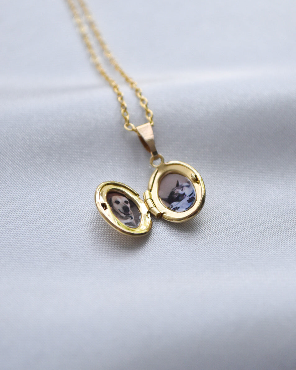 Mini Relicario Ovalado Bañado en Oro