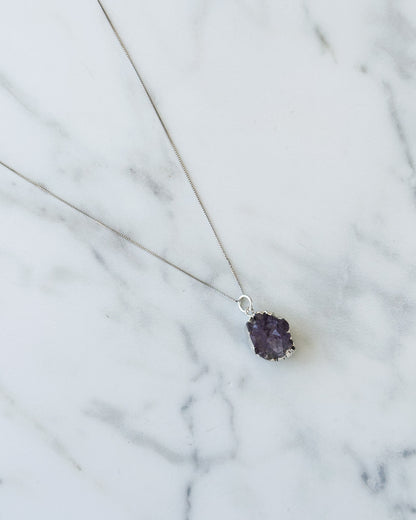 Collar de Plata 925 con Amatista en Bruto