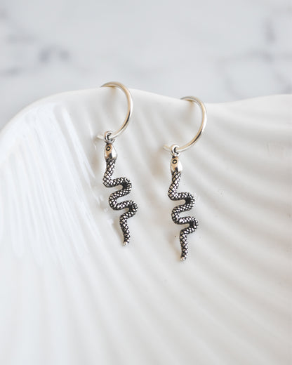 Aros Argolla con Serpiente Plata 925 Envejecida