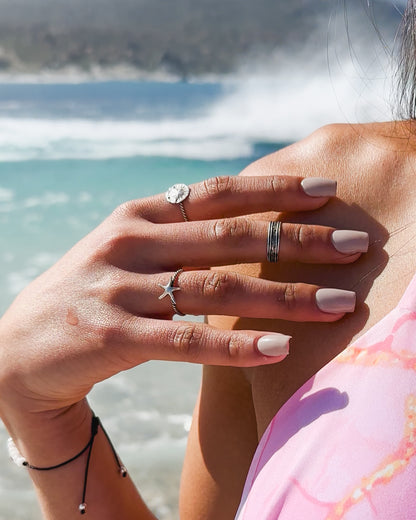 Anillo Estrella de Mar Plata 925 Entorchado