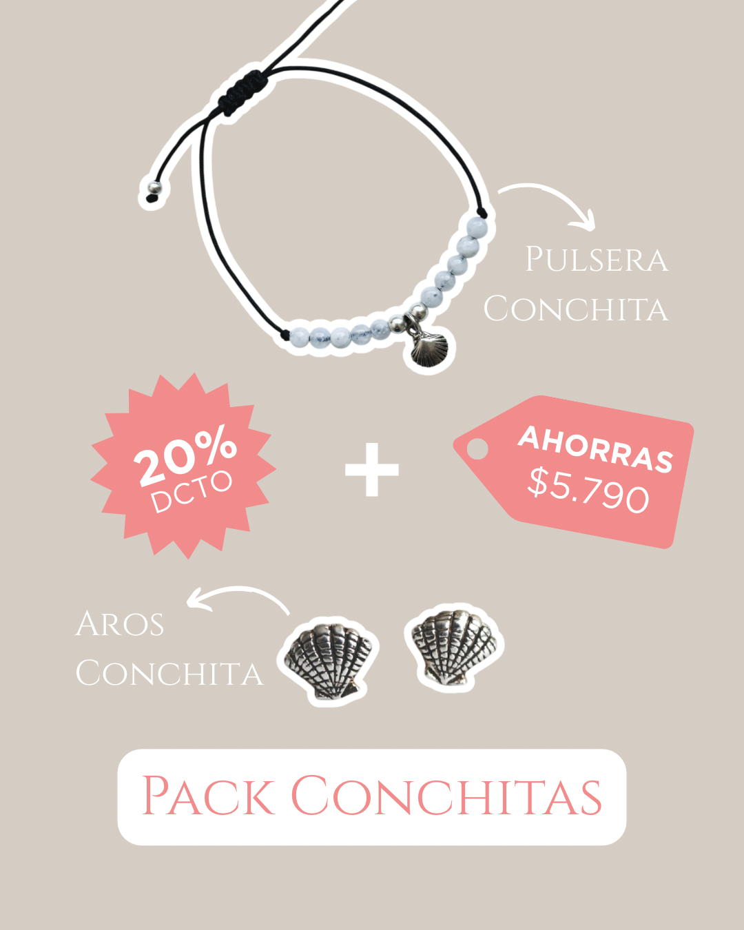 Pack Conchitas | Aros y pulsera de plata 🌊
