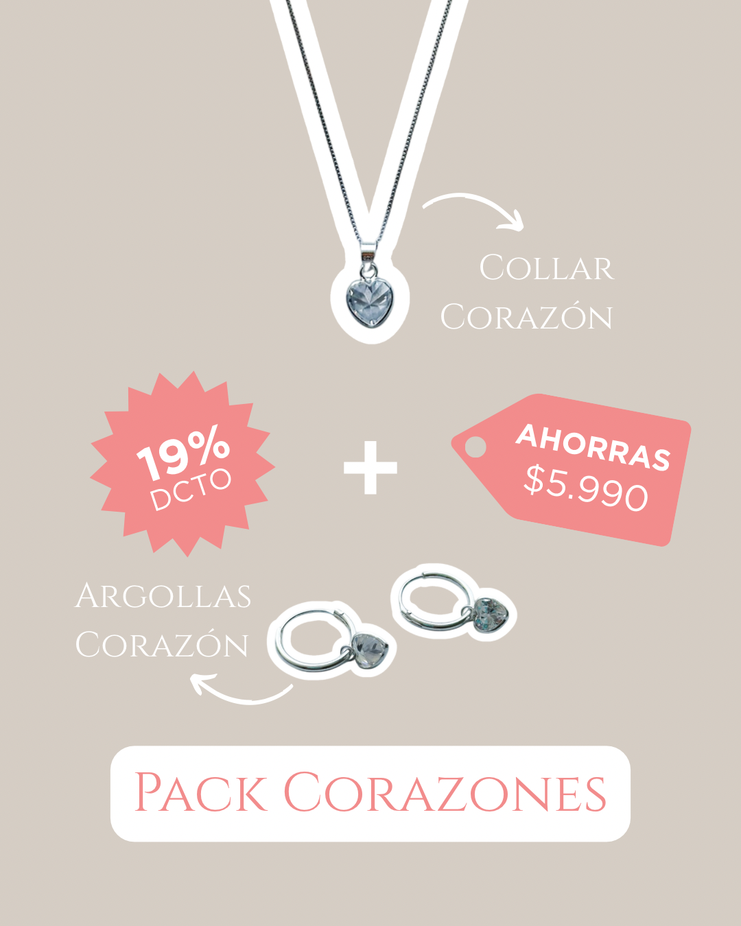Pack Corazones de Circón en Plata ❤️