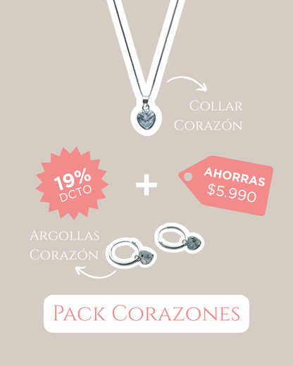 Pack Corazones de Circón en Plata ❤️