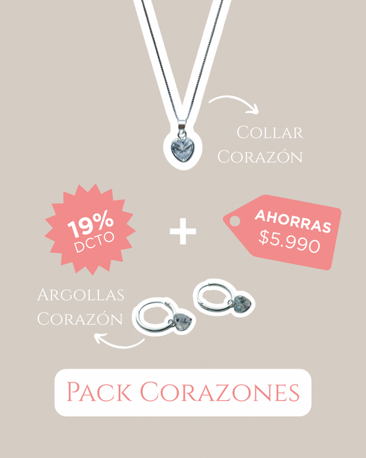 Pack Corazones de Circón en Plata ❤️