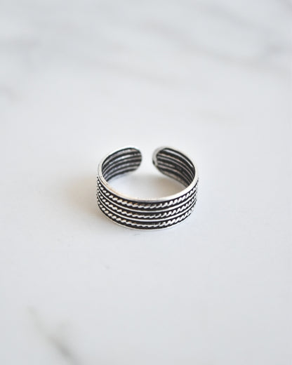 Midi Bandas Texturadas Plata 925 Envejecida