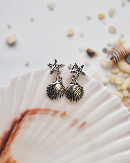 Aros Estrella de Mar y Conchita en Plata 925