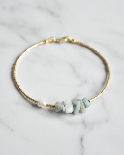 Pulsera “Brisa Serena” con Perla y Amazonita