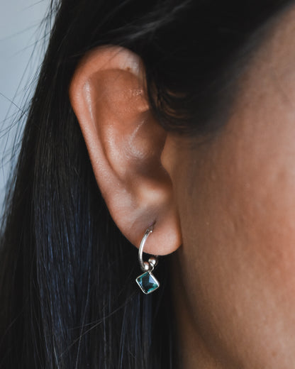 Aros Argolla Plata 925 con Cristal Turquesa Desmontable