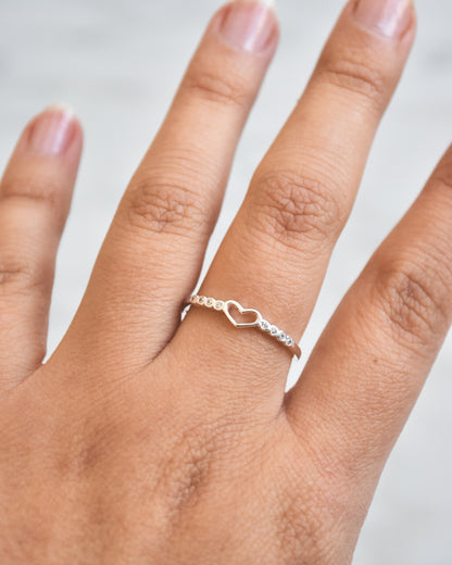 Anillo Corazón y Circones Plata 925