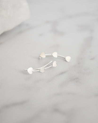 Aros Trepadores Plata 925 Corazones