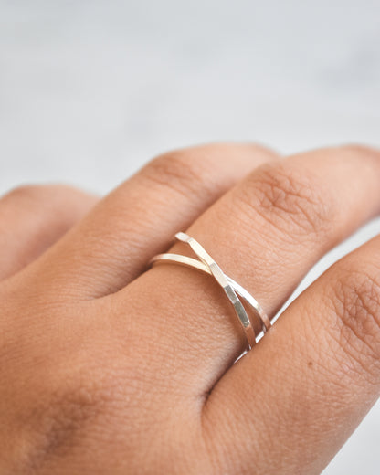 Anillo Doble Entrecruzado Plata 925
