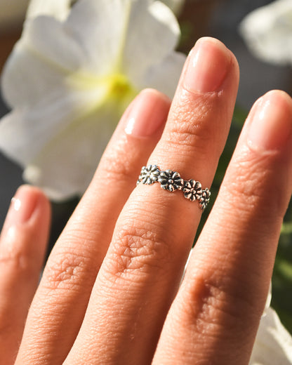 Midi Flores Envejecidas Plata 925