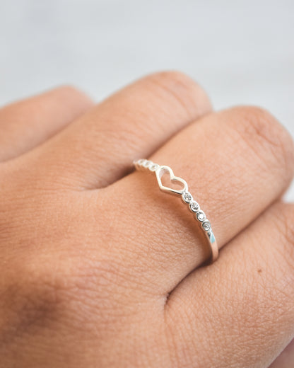 Anillo Corazón y Circones Plata 925