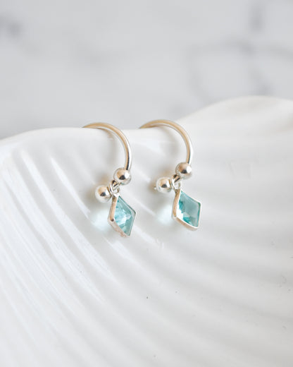 Aros Argolla Plata 925 con Cristal Turquesa Desmontable