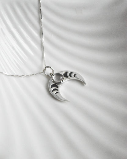 Collar Fases Lunares y Cuarzo Rosado Plata 925