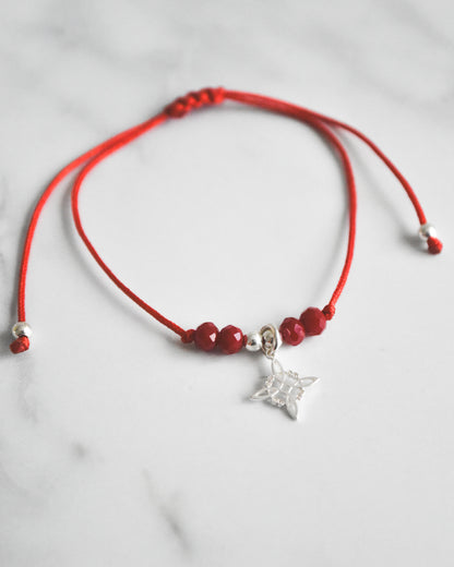 Pulsera de Hilo Rojo con Nudo de Bruja Plata 925