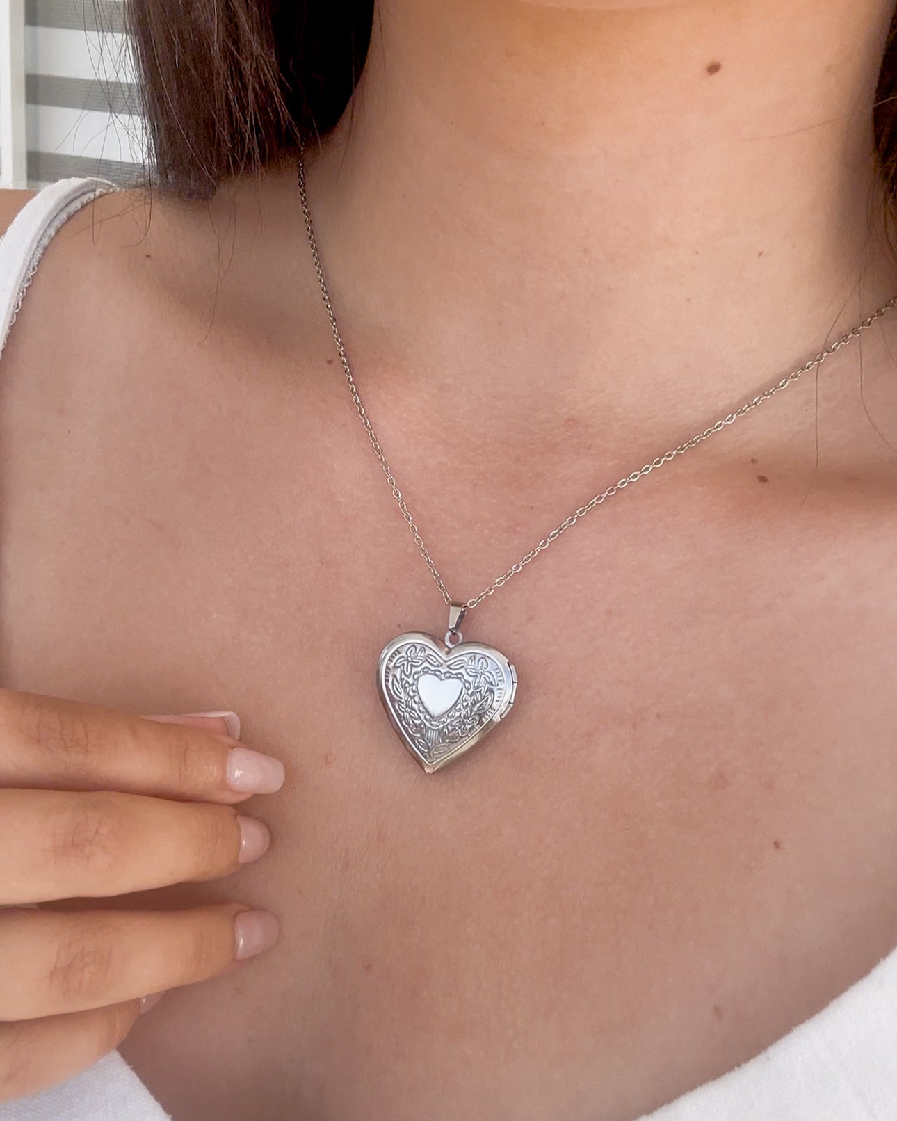 Relicario Corazón “Siempre Conmigo” de Acero Inoxidable 304