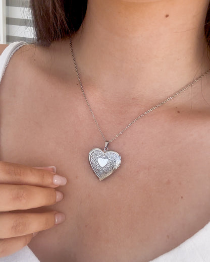 Relicario Corazón “Siempre Conmigo” de Acero Inoxidable 304