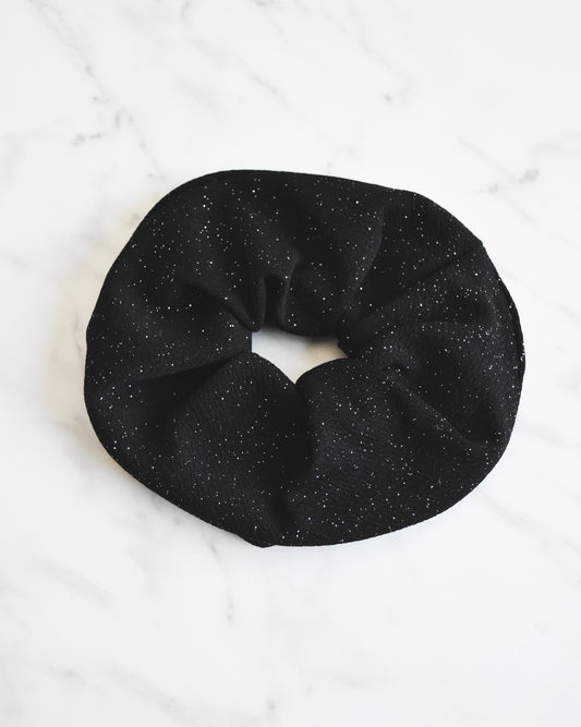 Scrunchie Negro con Brillos – Hecho a mano