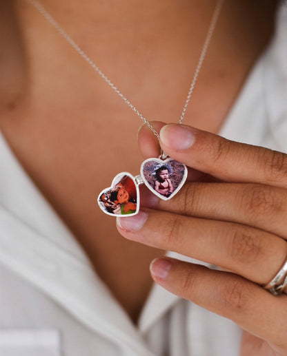 Relicario Corazón Luna en Plata 925