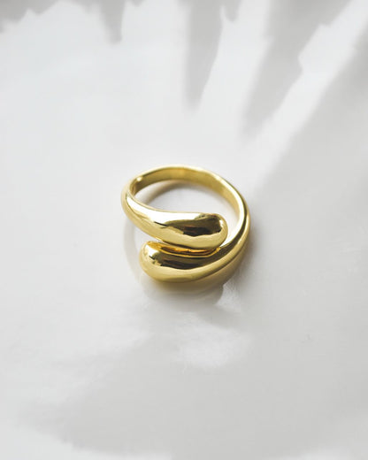 Anillo Chunky Dos Cabezas Bañado en Oro