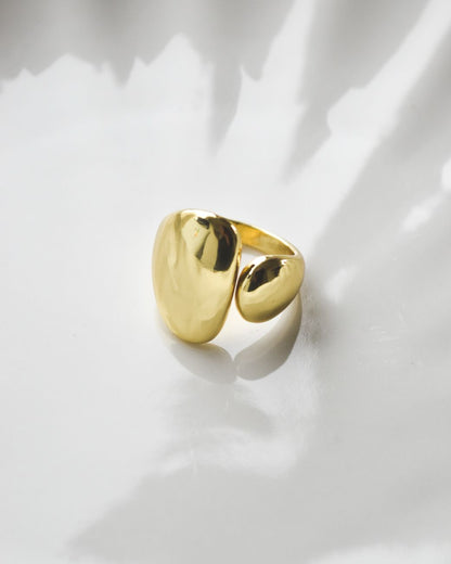 Anillo Chunky Doble Bañado en Oro