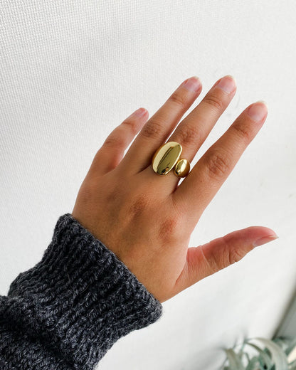 Anillo Chunky Doble Bañado en Oro